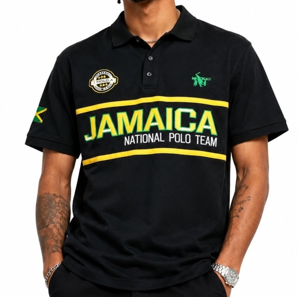 Star Company Polo Shirt 2XL Black Jamaica National Polo Team Caribbean Classic